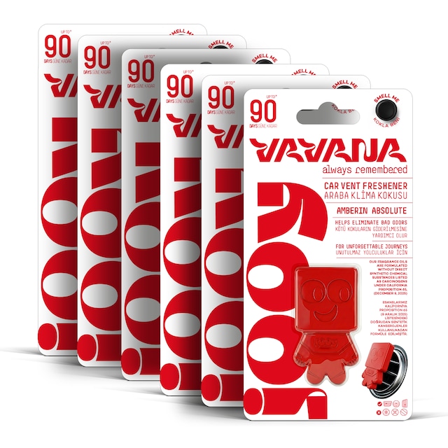 Vavana Jooy Araba Klima Kokusu 6'lı Set, 90 Gün Etkili Oto Kokusu Amberin Absolute