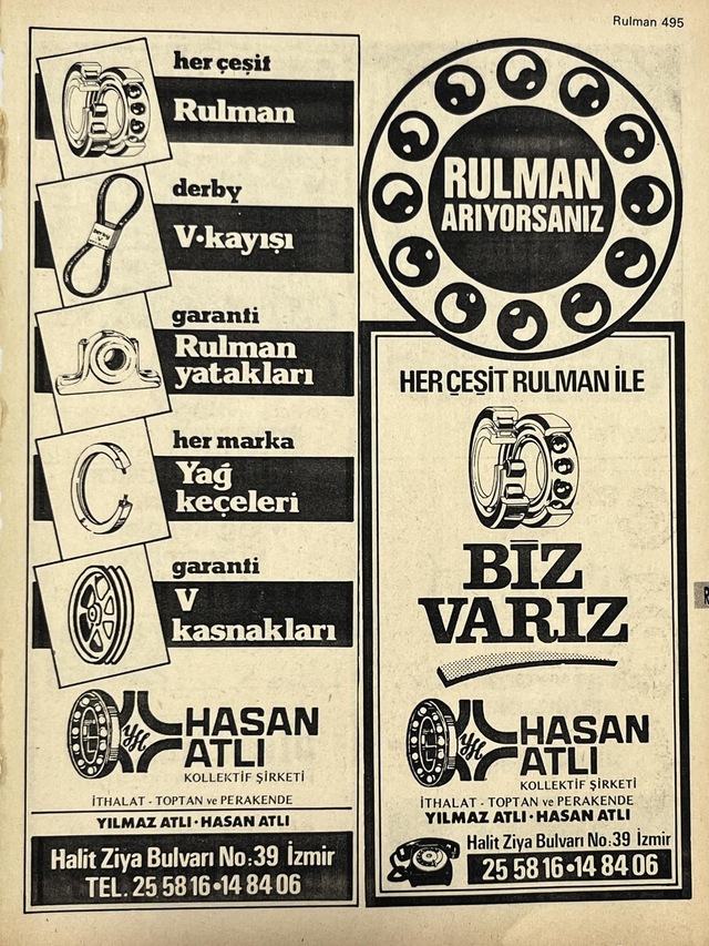 İzmir 1982-1983 Meslek Reklam İlanı Efemera S495 Teşhir Ürün