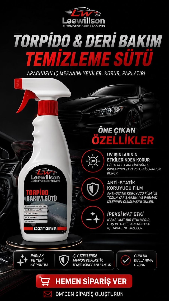 Torpido Temizleyici, Bakımı Ve Koruyucu Süt 500ml - Mat Görünüm, Anti-statik, Uv Korumalı