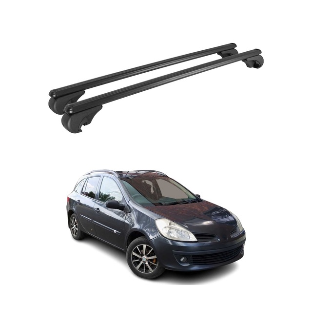 Renault Clio Iıı Grandtour 2007-2012 Arası Uyumlu Port Bagaj Taşıyıcı Ara Atkı Alüminyum Siyah 2 Parça