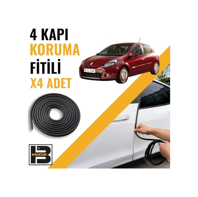 Renault Clio 3 Kapı Koruma Fitili-4 Kapı-siyah-bm2156