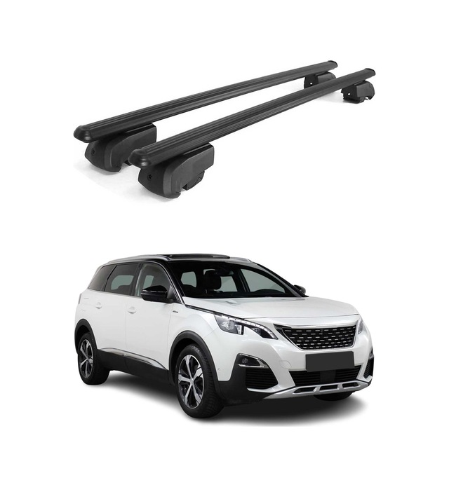 Peugeot 5008 Iı 2017-2024 Arası Uyumlu Port Bagaj Taşıyıcı Ara Atkı Alüminyum Siyah 2 Parça