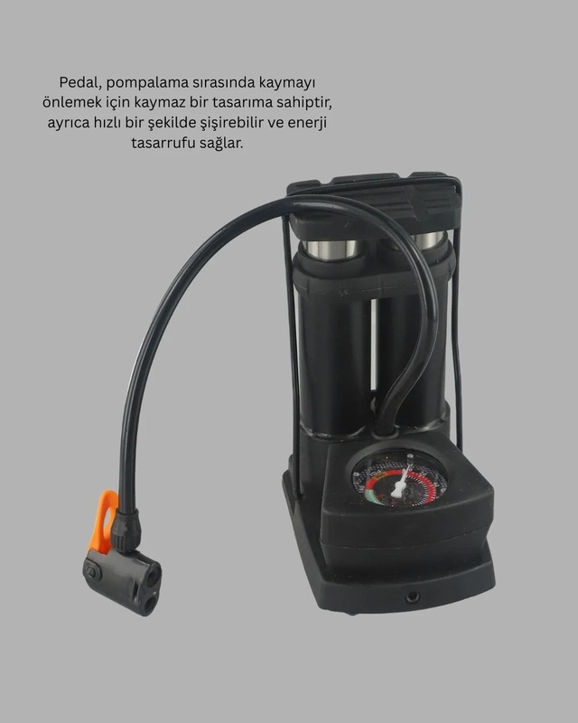 Pratik Kaymaz Pedallı Hava Pompası Tüm Supap Uyumlu