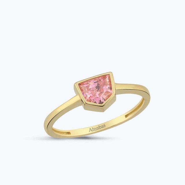 Altınbaş Pembe Taşlı Altın Yüzük Ayz00500-y-25842-p Çok Renkli