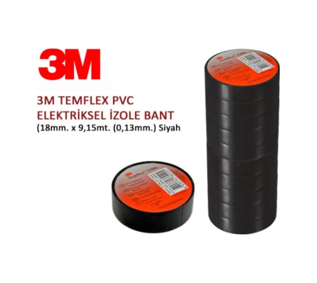 3 M Temflex Siyah Izolebant Elektrik Bandı 10'lu