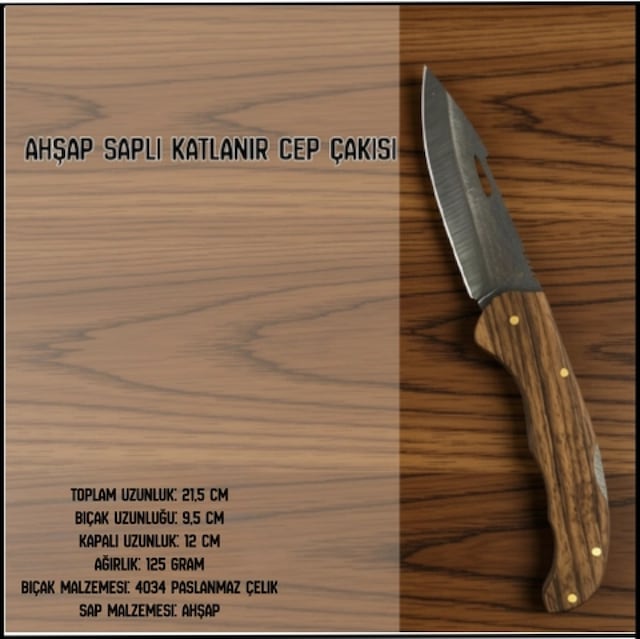 Uyguna-yakala Ahşap Saplı Katlanır Cep Çakısı-cak.653