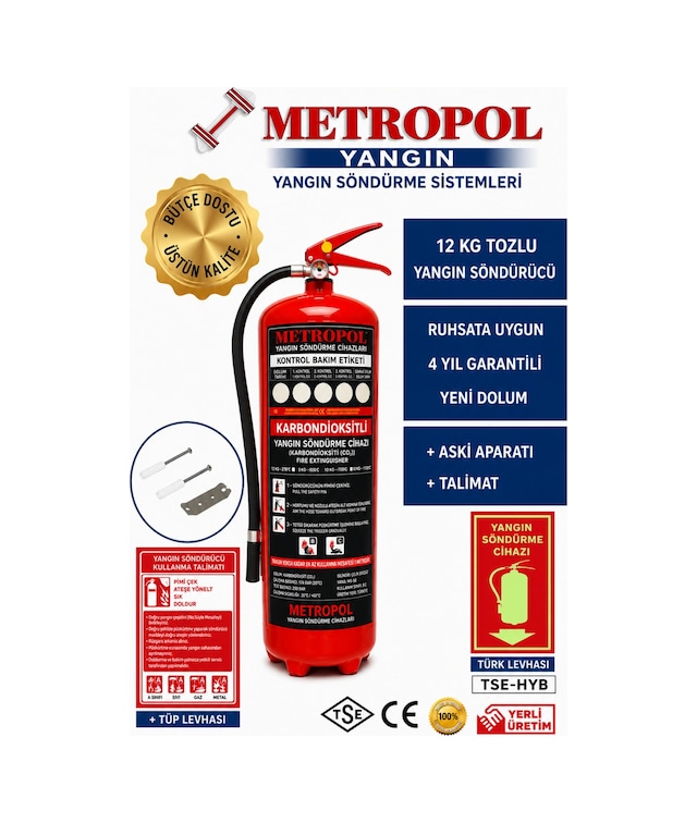 6 Kg Yangın Söndürme Cihazı Kkt Abc Kuru Kimyevi Tozlu Ruhsata Uygun Tse-hyb Ce Belgeli 4 Yıl li - 906256535