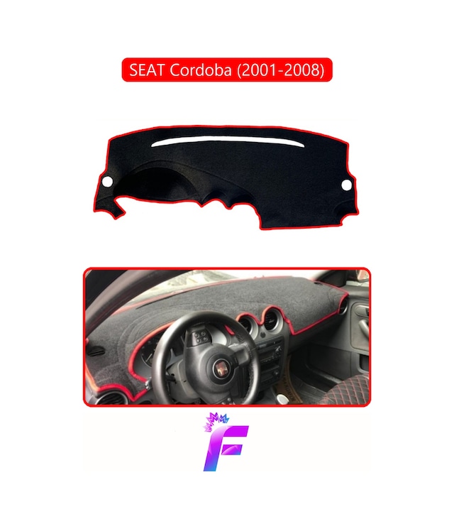 Seat Cordoba 2001-2008 Uyumlu Torpido Örtüsü Yansıma Önleyici Tam Koruma Hızlı Montaj K9 Kırmızı