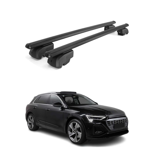 Audi E-tron 2019-2025 Arası Uyumlu Port Bagaj Taşıyıcı Ara Atkı Alüminyum Siyah 2 Parça