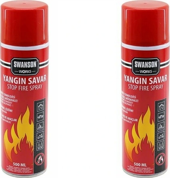2 Adet Yangın Söndürücü - Yangın Savar Sprey 500ml + 500 Ml Ev - Ofis - Oto Araç Ateş Boğucu Köpü