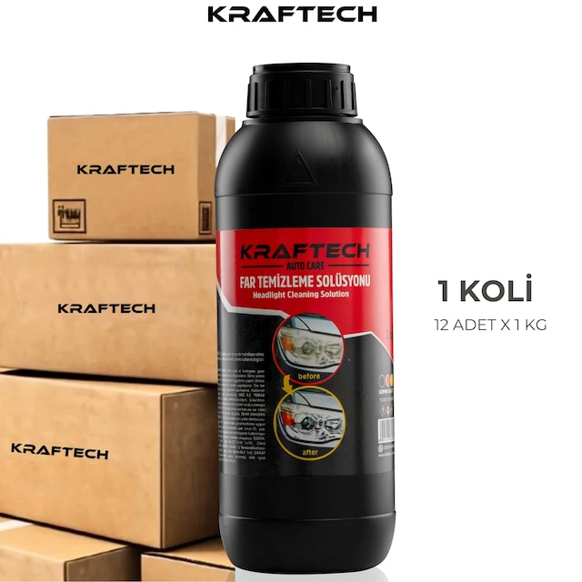 Yeni Nesil Araba Far Temizleme Solüsyonu Kloroform Uyumlu 1 KG x 12 Adet (1 Koli)