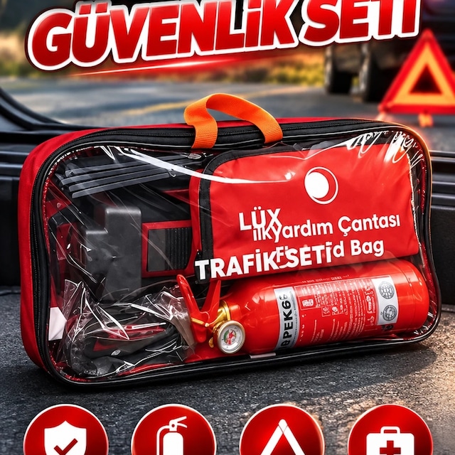 Araç İçi Trafik Güvenlik Seti Yangın Tüpü, Reflektör Ve Acil Durum Ekipmanları