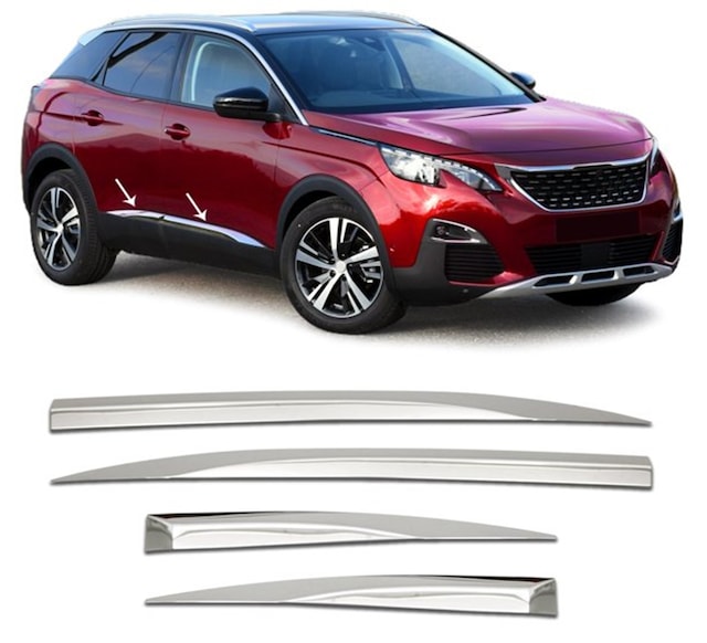 Peugeot 3008 2016 Ve Üzeri Krom Yan Kapı Çıtası 4 Prç P.çelik