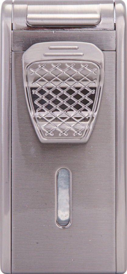 Çift Torch Pürmüz Parlak Gümüş Metal Puro Çakmağı - Tr7923