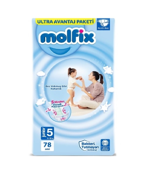 Molfix 5 Numara Junior Aylık Fırsat Paketi Bebek Bezi 78 Adet