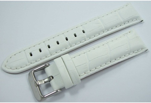 Bizon Deri Saat Kayışı 20Mm Beyaz Saat Kordonu Kroko Spor Kolçak