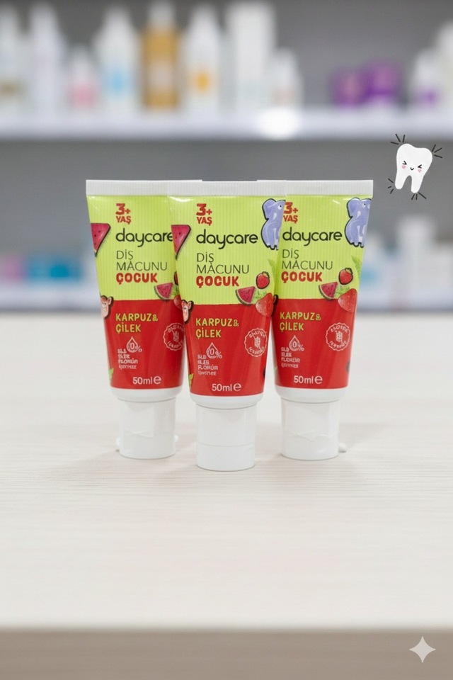 Çocuk Diş Macunu 50 Ml X 3 Adet - Karpuz & Çilek Aromalı, Florürsüz, 3+ Yaş Avantaj Paketi