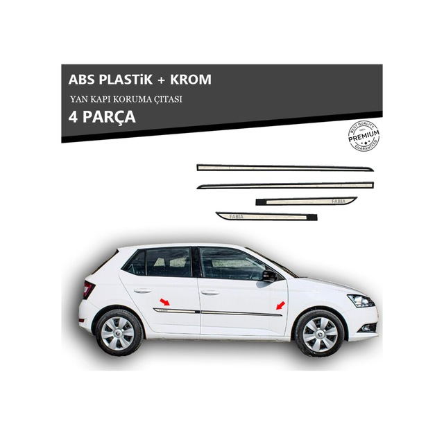 Skoda Fabıa 2014 Üzeri Yan Kapı Koruma Çıtası Plastik + Krom Unvrslppkçt00050