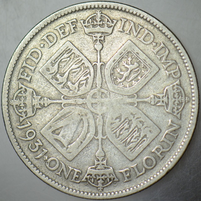 Birleşik Krallık 1 Florin 1931 Gümüş. Kral 5. George Dönemi. 10,9 Gr 28,5 Mm. İngiltere.