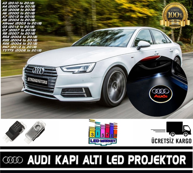Audi Araçlar İçin Geçmeli Soketli Kapı Altı Led Logo