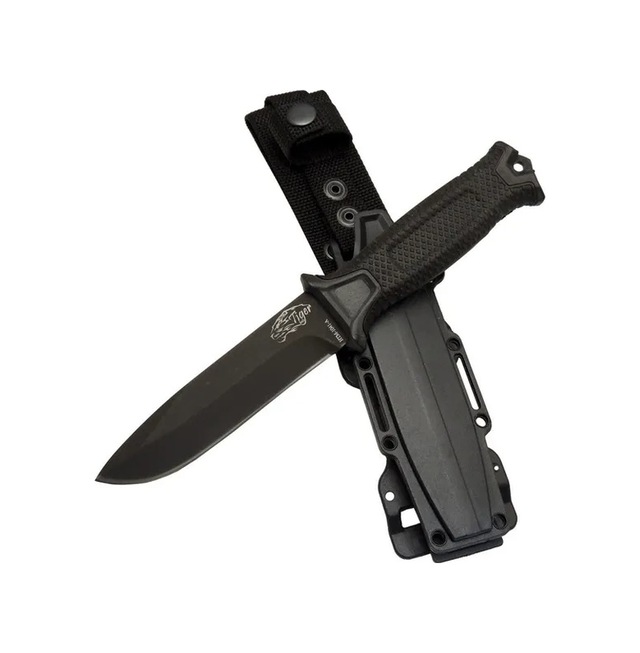 Tiger Tactical Htm 1041 A Siyah Outdoor / Survival Bıçak 27cm - Kauçuk Sap, Kılıflı, Kutulu