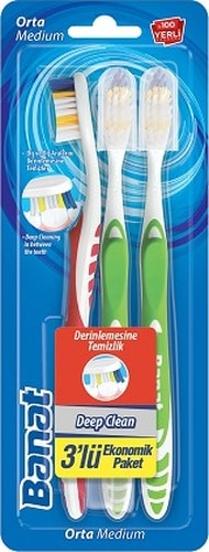 Banat Deep Clean Kapaklı Diş Fırçası 3'lü Ekonomik Paket Medium