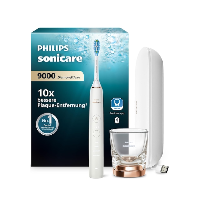 Philips Sonicare Diamondclean 9000 Elektrikli Diş Fırçası, Uygulamalı Sonik Diş Fırçası, Basınç Sensörü, 4 Fırçalama Modu, 3 Yoğunluk Seviyesi, Şarj Camı Ve Usb Seyahat Çantası, Pembe Altın, Model Hx9911/94