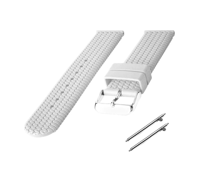 Fado 22 Mm Akıllı Pimli Silikon Baskılı Desenli Beyaz Saat Kordonu Kayışı 78 Beyaz