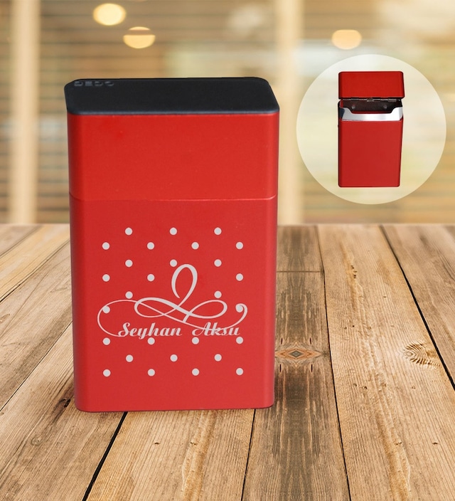Bk Gift Kişiye Özel İsimli Kırmızı Metal Sigara Tabakası - 4 Siyah