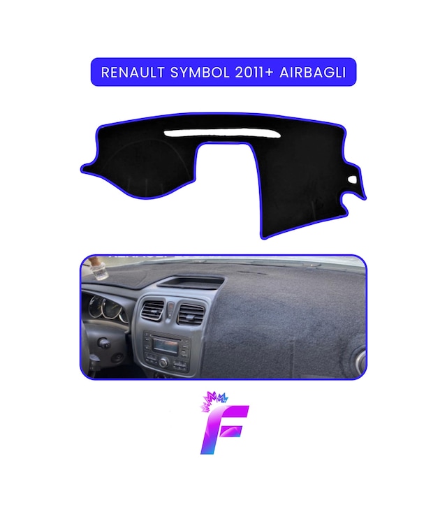 Renault Symbol Aırbaglı 2012-2020 Torpido Örtüsü Güneşten Korur Kolay Montaj Tam Uyum A71 Mavi