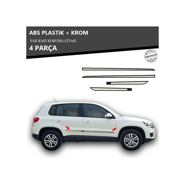 Volkswagen Tıguan 2007 Üzeri Yan Kapı Koruma Çıtası Plastik + Krom Unvrslppkçt00009