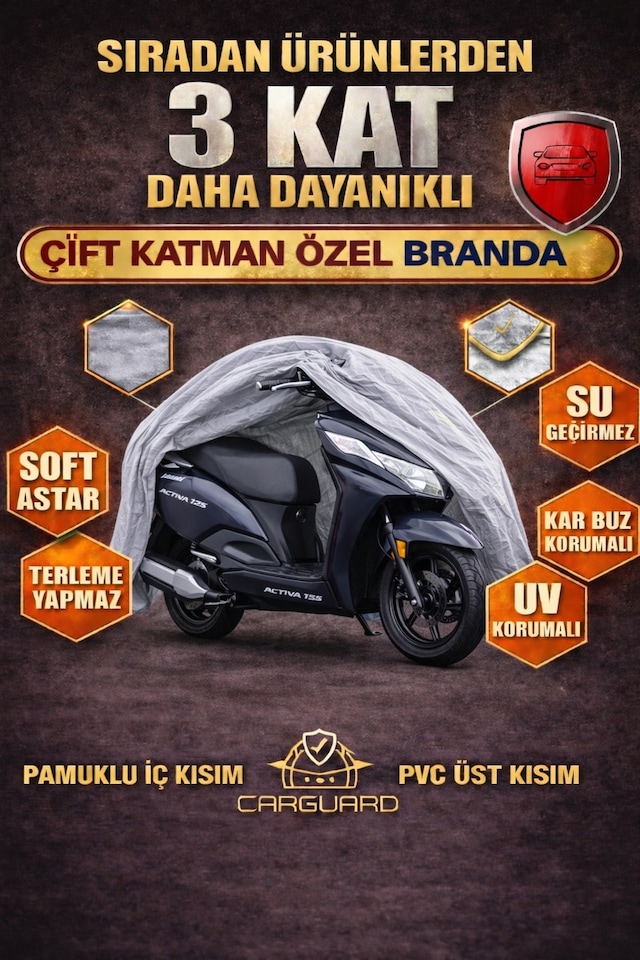 Carguard Honda Pcx 125 Ve Pcx 150 Uyumlu Fitilli Motosiklet Brandası Motor Örtüsü-arka Çanta Uyumlu