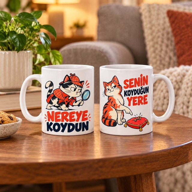 Kaybolan Eşya 2'li Porselen Kupa Seti - Model 752