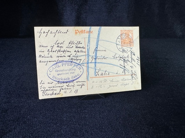 Antiye 1918 Yılından Almanya Germania 7 1/2 Pfennig Kendinden Pullu Postakartı Teşhir Ürün