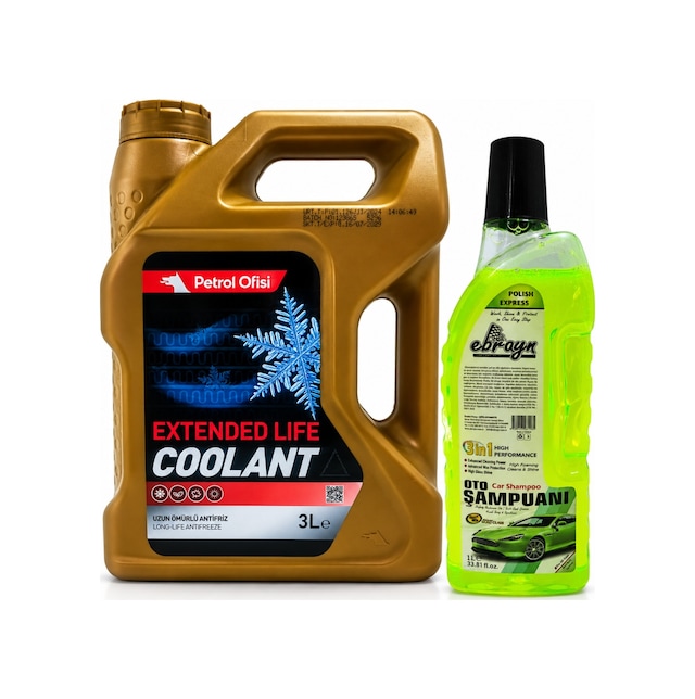 Petrol Ofisi Antifriz Extendet Life Coolant Organik 3 Litre + Oto Şampuan 1000 Ml