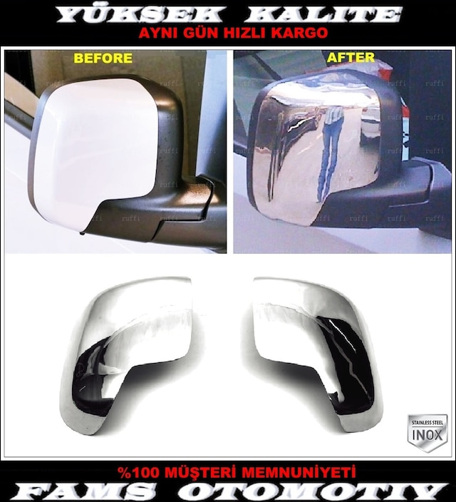 Citroen Nemo Paslanmaz Krom Ayna Kapağı 2 Parça 2008 Üzeri