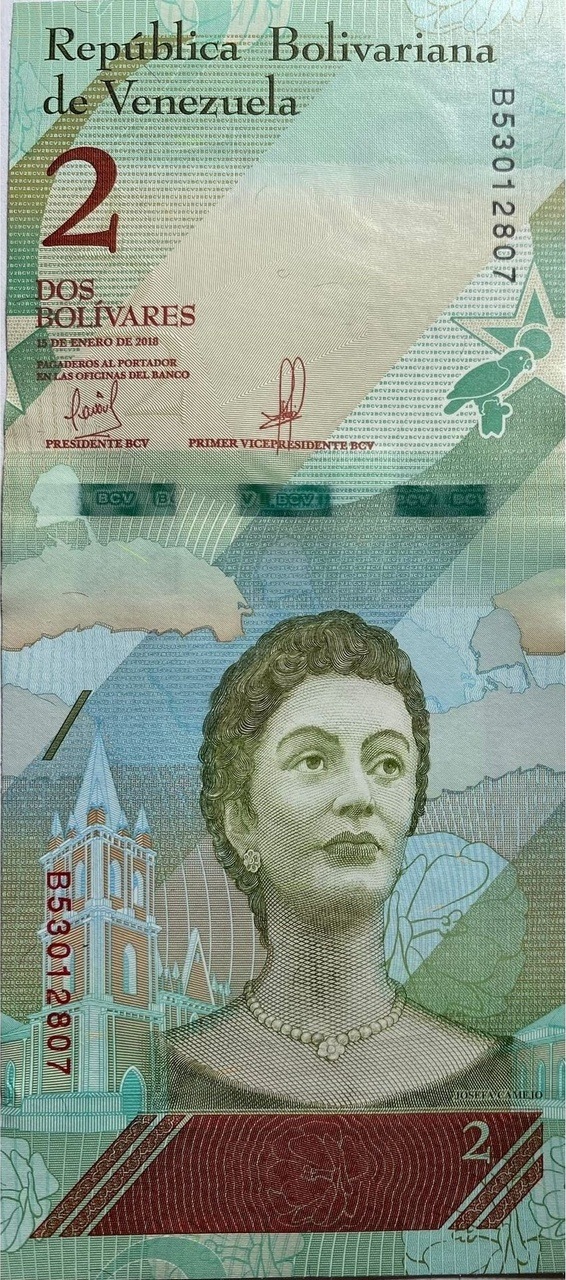 Venezuela 2018 Yılı 2 Bolivares Çil Unc Koleksiyon Para