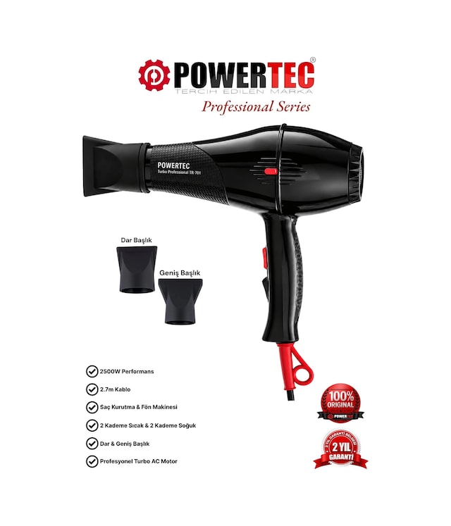 Powertec TR-701 Kuaför Tipi Profesyonel Fön Makinesi 2500 Performans