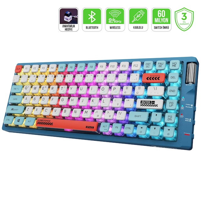 Gamepower Sense Tkl Rgb Wireless/bluetooth/kablolu Mekanik Red Sw