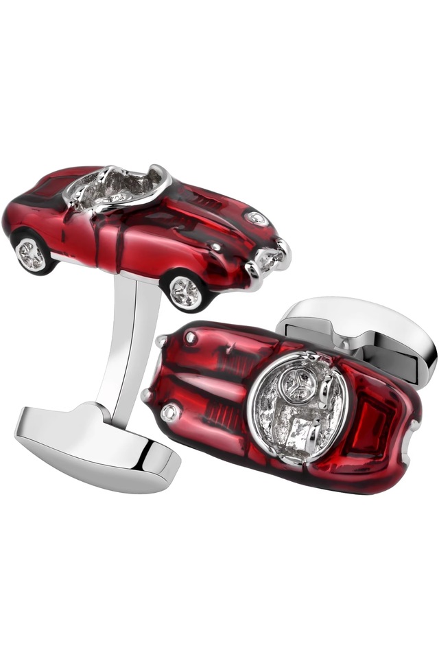 Omark Cotton Red Classic Car Kol Düğmesi Gümüş