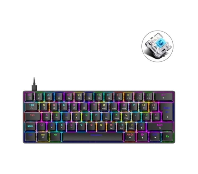 T60 Siyah Renk Mavi Switch Mekanik Kablolu Klavye Gaming Driverli Oyuncu Klavyesi T60 Mini Q