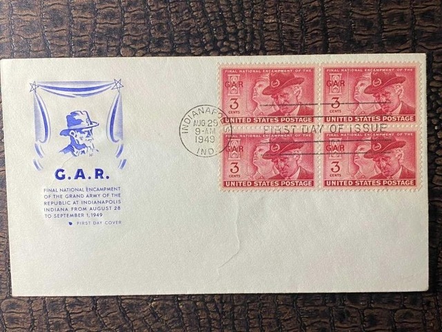 Usa Amerika İlk Gün Zarfı G.a.r. İndianapolis 1949 Fdc Dörtlü Blok Pullu Teşhir Ürün
