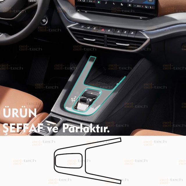 Skoda Octavia Uyumlu Vites Etrafı Orta Konsol Tpu Koruyucu 2021-2026