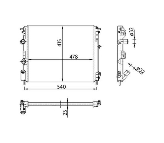 Radyatör - 182 - Clıo Iı-kng-logan1.5 Dcı-1.6 - Dpmıx-hb - 16v-1.9 Dtı-k4m Ac+klimasız+mek 480x414x28