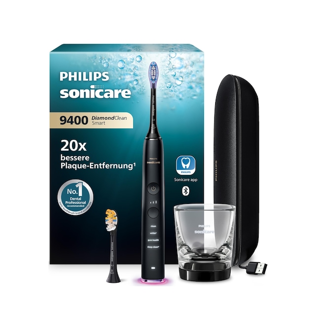 Philips Sonicare Diamondclean Smart 9400 Elektrikli Diş Fırçası, Uygulamalı Sonik Diş Fırçası, Basınç Sensörü, Fırça Başlığı Algılama, 4 Fırçalama Modu Ve 3 Yoğunluk Seviyesi, Siyah, Model Hx9917/89