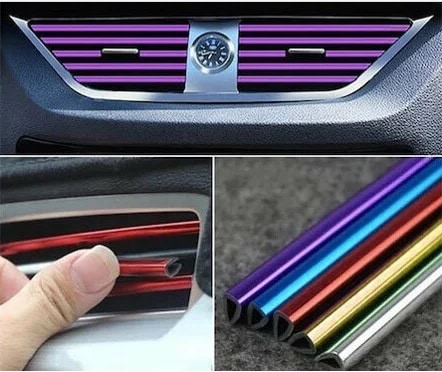 Araç Klima Izgara Şerit Fitil Renkli Havalandırma 20Cm X10 Adet Sedefli Kırmızı