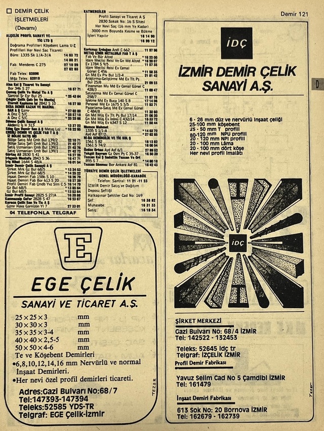 İzmir 1982-1983 Meslek Reklam İlanı Efemera S121 Teşhir Ürün