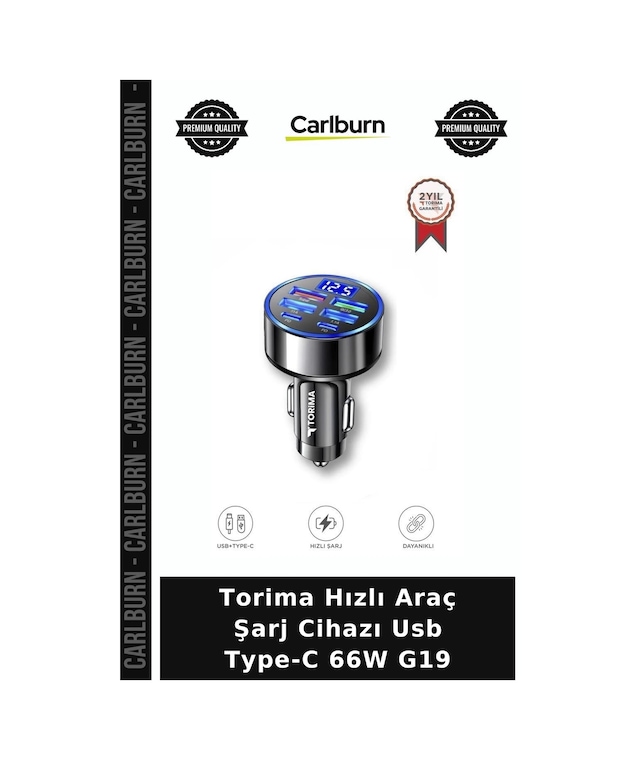 Torima Hızlı Araç Şarj Cihazı Usb Type-c 66w G19 Teknik Parça Cihaz Desteği Modern Gereç