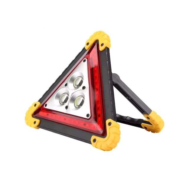 Shopytech Şarjlı Üçgen İkaz Lambası Cob Led Araç Arıza Uyarı Lambası Usb Şarjlı Acil Durum Trafik Gü
