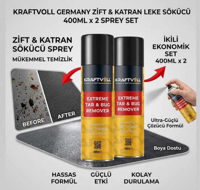 Zift Katran Ve Yapışkan Leke Sökücü Sprey 400 Ml X 2 Adet - İkili Ekonomik Set